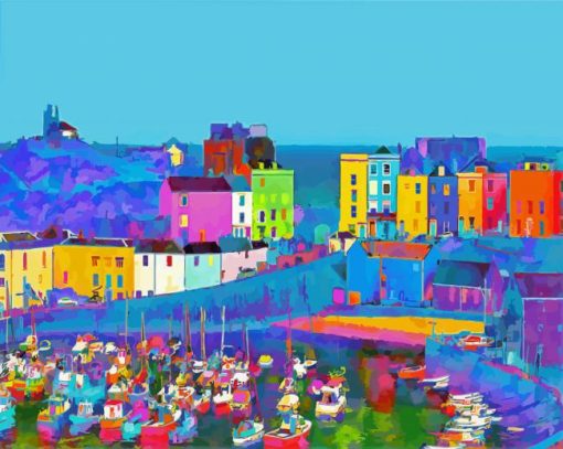 Colorful Tenby Harbour Diamond Painting