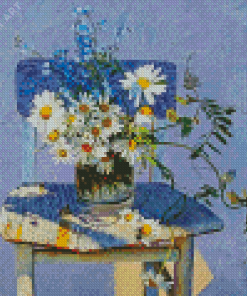 Daisies Flowers On Chair Diamond Painting