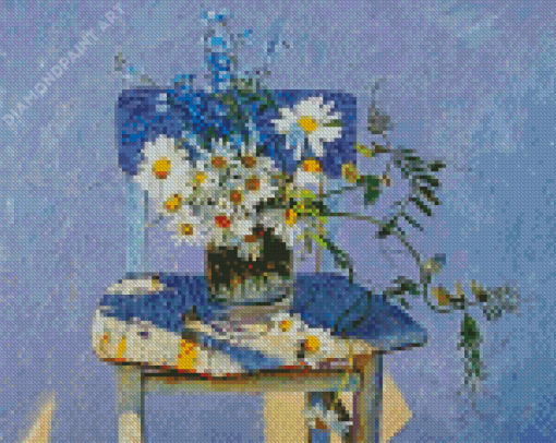 Daisies Flowers On Chair Diamond Painting