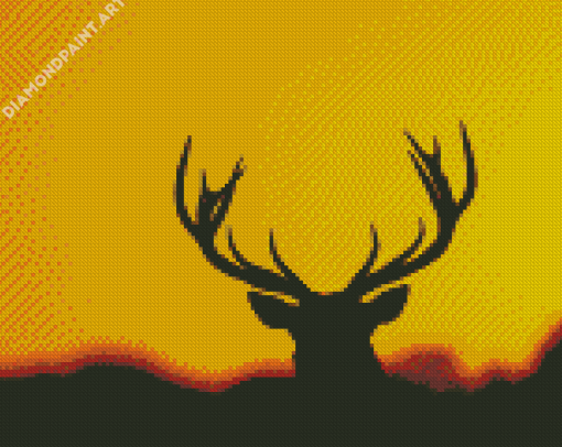 Deer Antlers Silhouette Diamond Painting