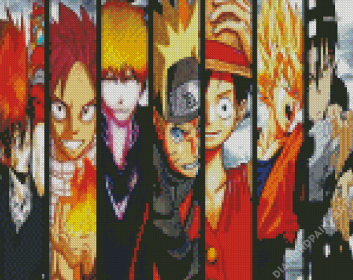 Fairytail Dbz One Piece Naruto Collage Diamond Painting