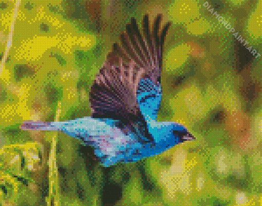 Flying Indigo Bunting Bird Diamond Painting