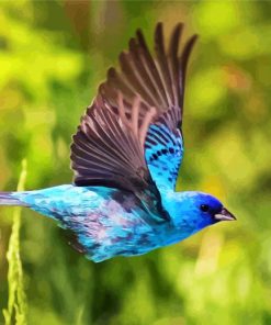 Flying Indigo Bunting Bird Diamond Painting