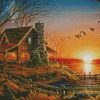 Forest Fishing Cabin Diamond Painting