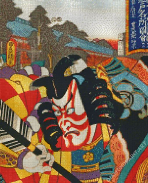 Japanese Kabuki Hut Illustration Diamond Painting