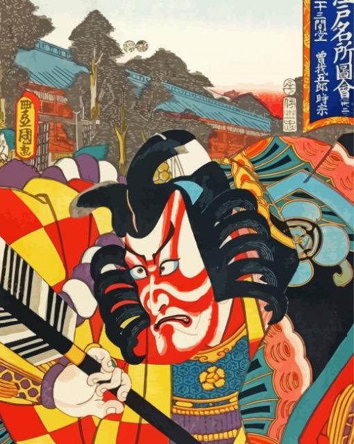 Japanese Kabuki Hut Illustration Diamond Painting