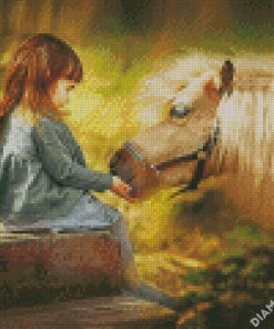 Little Girl With Horse Animal Diamond Painting