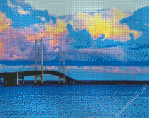 Mackinac Bridge At Sunset Diamond Painting