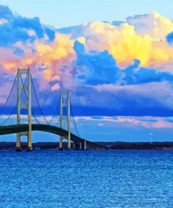 Mackinac Bridge At Sunset Diamond Painting