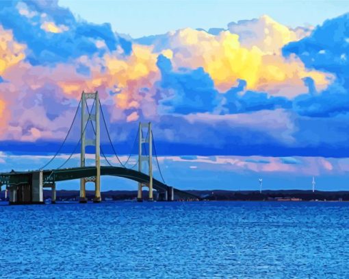 Mackinac Bridge At Sunset Diamond Painting