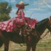 Mexican Lady On Horse Diamond Painting