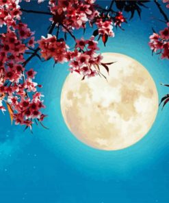 Moon With Flowers Diamond Painting