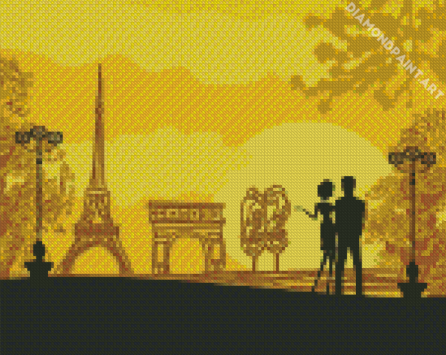 Paris Couple Silhouette Art Diamond Painting