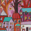 Pink Village Art Diamond Painting