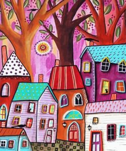 Pink Village Art Diamond Painting