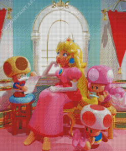 Princess Peach And Super Mario Characters Diamond Painting