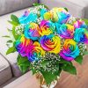 Rainbow Rose In Vase Diamond Painting