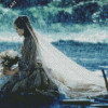 Sad Bride Kneeling Under Rain Diamond Painting