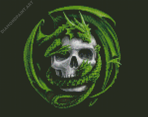 Skull And Green Dragon Diamond Painting