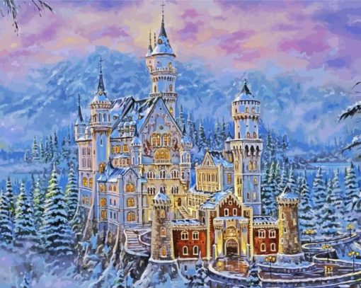 Snowy Palace Diamond Painting