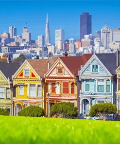 The Painted Ladies San Francisco Art Diamond Painting