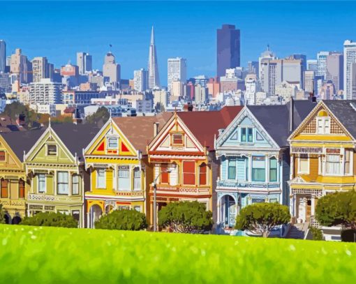 The Painted Ladies San Francisco Art Diamond Painting