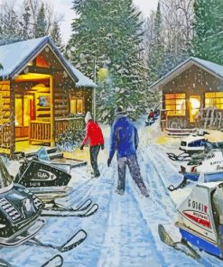 Vintage Snowmobile Diamond Paintings