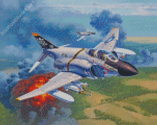 White McDonnell Douglas F 4 Phantom II Diamond Painting