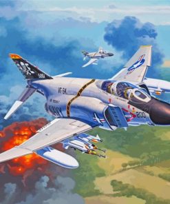 White McDonnell Douglas F 4 Phantom II Diamond Painting