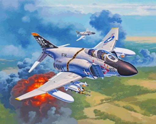 White McDonnell Douglas F 4 Phantom II Diamond Painting