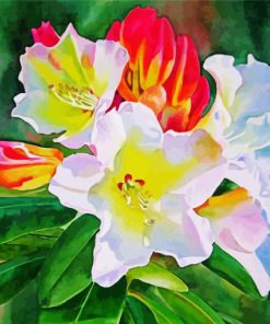 White Red Rhododendron Plants Diamond Painting