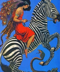 Women Riding Zebra Art Diamond Painting