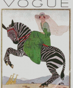 Women Riding Zebra Vogue Poster Diamond Painting