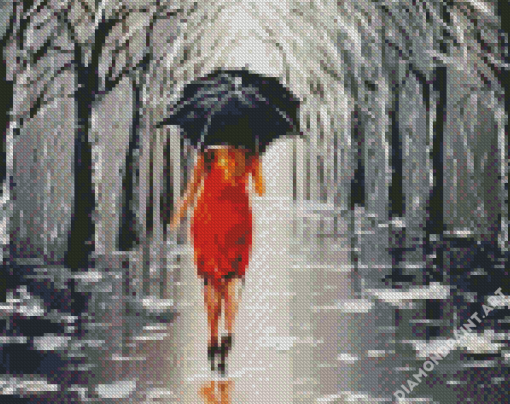 Aesthetic Lady Umbrella Diamond Painting