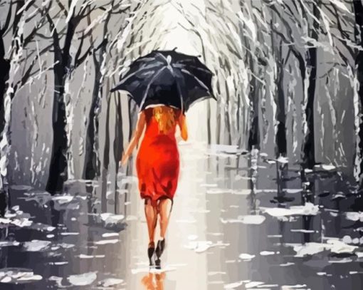 Aesthetic Lady Umbrella Diamond Painting