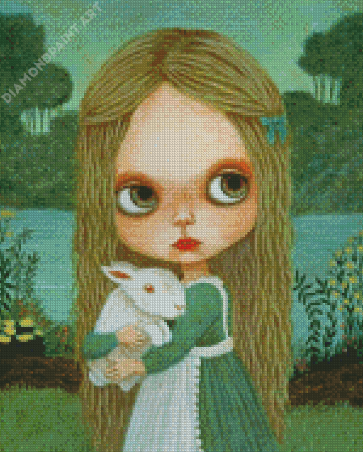 Rabbit And Girl Diamond Painting