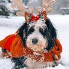 Bernedoodle In Snow Diamond Painting