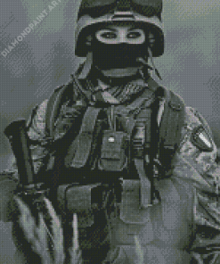 Black And White Woman Soldier Diamond Painting