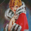 Classy Woman In A Red Coat Diamond Painting