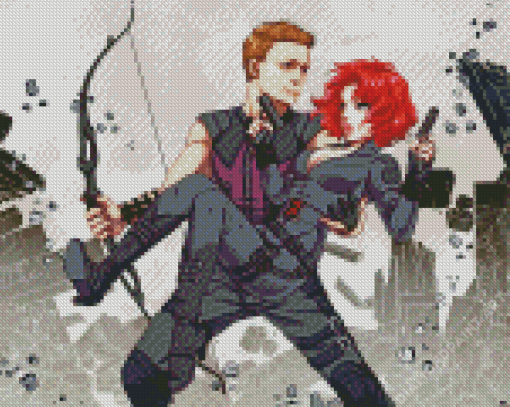 Clint And Natasha Characters Art Diamond Painting