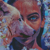 Close Up Woman And Wolf Diamond Painting