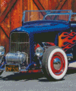 Cool Hot Rod Blue Car Diamond Painting