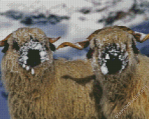 Cute Blacknose Sheep In Snow Diamond Painting