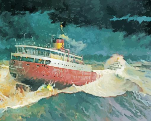 Edmund Fitzgerald In The Storm Diamond Painting