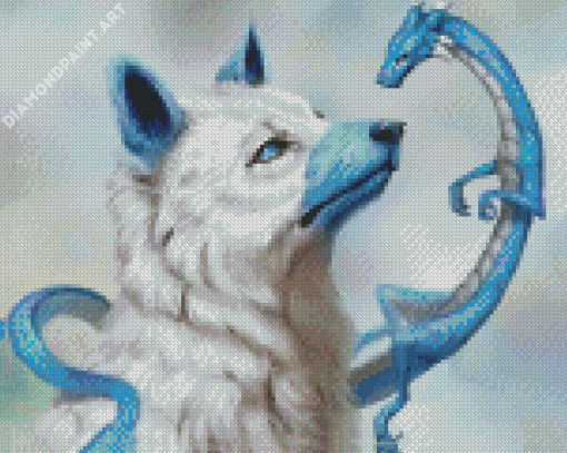 Fantasy Wolf Dragon Diamond Painting