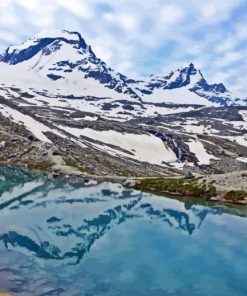 Gran Paradiso Mountain Water Reflection Diamond Painting