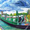 Green Canal Boat Diamond Painting