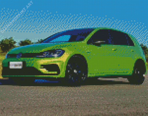 Green Vw Golf Car Diamond Painting