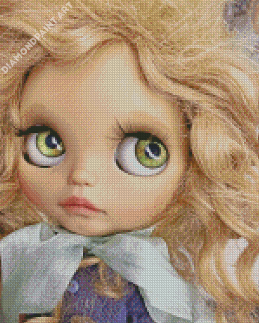 Green Big Eyes Doll Diamond Painting