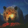 Man And Tiger In The Night Diamond Painting